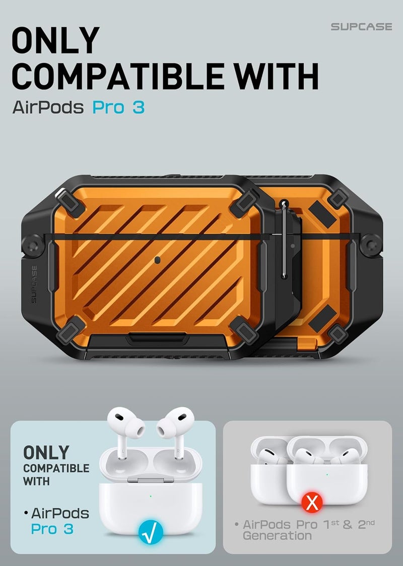 SupCase for AirPods Pro 3 Case with Lock & Carabiner, [IP68 Waterproof] [Military-Grade Protection] [Supports Wireless Charging] Anti-Scratch Hard Shell Cover for AirPods Pro 3rd Gen, Coral - Image 2